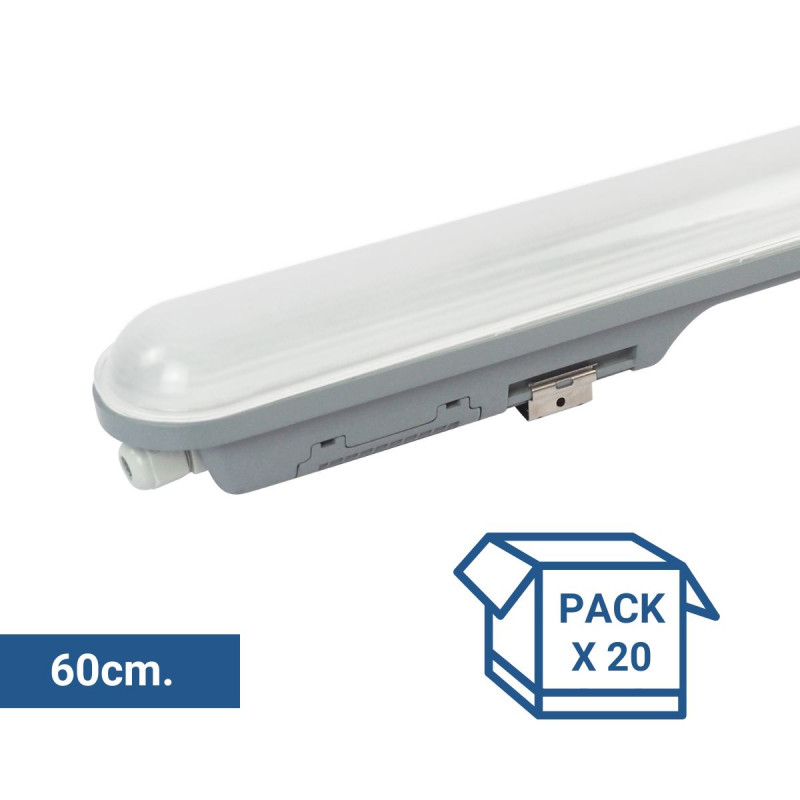 Pack x 20 - Verknüpfbare Feuchtraumleuchte 9W - 60cm - IP65 - 4000K - LED Wannenleuchte, wasserdicht