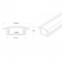 Alu Einbau Profil - Komplettset - 24,5 x 7mm - ≤12mm LED Streifen - 2 Meter - Abmessungen