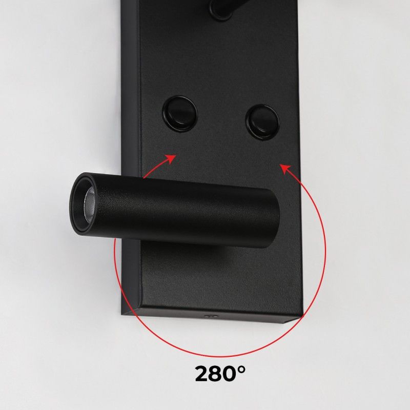 Pack x 2 - Wandleuchte + LED Leselampe NOAH - 3,4W - Schwarz - Bettleuchte, Schalter, schwenkbar Pack x 2 - Wandleuchte + LED Leselampe NOAH - 3,4W - Schwarz - Bettleuchte, Schalter, schwenkbar