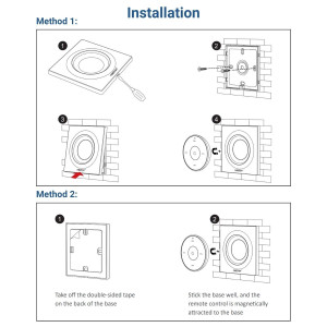 MINI RF Wandschalter - einfarbig + CCT - Magnethalter - MiLight - Schwarz - LED Steuerung, Steuergerät, magnetisch abnehmbar