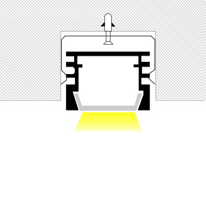 Alu Einbau Profil - Komplettset - 24,5 x 7mm - ≤12mm LED Streifen - 2 Meter - Lichtaustritt