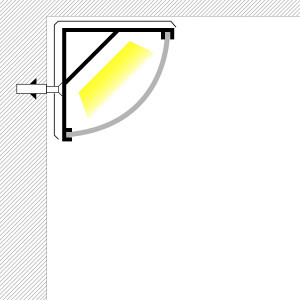 Alu Eckprofil mit Diffusor - Komplettset - 15,8x15,8mm - ≤10mm LED Streifen - 2 Meter - Lichtaustritt
