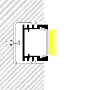 Alu Einbau Profil - Komplettset - 25 x 14,5mm - ≤12mm LED Streifen - 2 Meter - Lichtaustritt