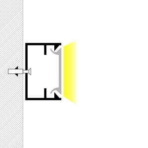 Alu Aufbau-Profil mit Diffusor - Komplettset - 18x13mm - ≤15mm LED Streifen - 2 Meter - Lichtaustritt