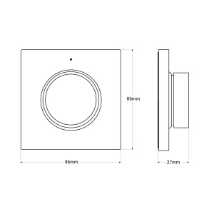 RF Wandschalter Dimmer - Einfarbig + CCT - Magnethalter - MiLight - Schwarz - Abmessungen