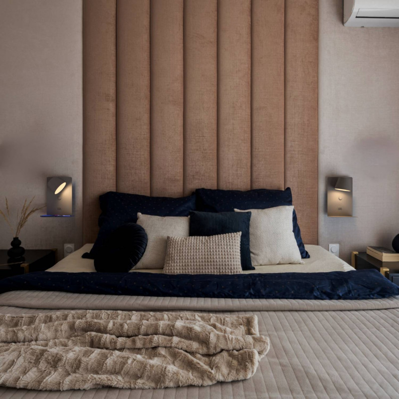 2er Pack Wandleuchte BASKOP mit USB-Anschluss und Ablage - 6W - Grau - Handy aufladen, Ladestation, Schalter, schwenkbar 2er Pack Wandleuchte BASKOP mit USB-Anschluss und Ablage - 6W - Grau - Handy aufladen, Ladestation, Schalter, schwenkbar