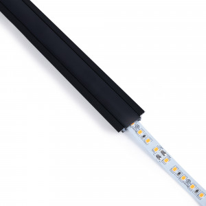 Alu Einbau Profil - Komplettset - 24,5 x 7mm - ≤12mm LED Streifen - 2 Meter - schwarz, black