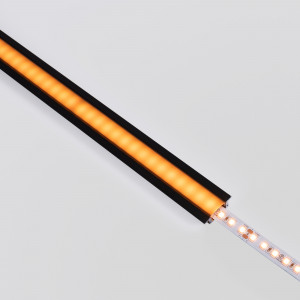 Alu Einbau Profil - Komplettset - 24,5 x 7mm - ≤12mm LED Streifen - 2 Meter - schwarz, black