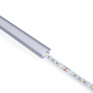 Alu Einbau Profil - Komplettset - 24,5 x 7mm - ≤12mm LED Streifen - 2 Meter - LED Strip Installation, Unterbau