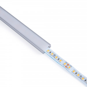 Alu Aufbau-Profil mit Diffusor - Komplettset - 17x8mm - ≤12 mm LED Streifen - 2 Meter - LED Streifen Schutz, Staub, Insekten