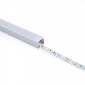 Alu Aufbau-Profil mit Diffusor - Komplettset - 18x13mm - ≤15mm LED Streifen - 2 Meter - lange Strecken, led strip