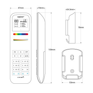 LED Fernbedienung RGB + CCT - 100 Zonen - Weiß - FUT100 - MiLight - LED Fernsteuerung Abmessungen