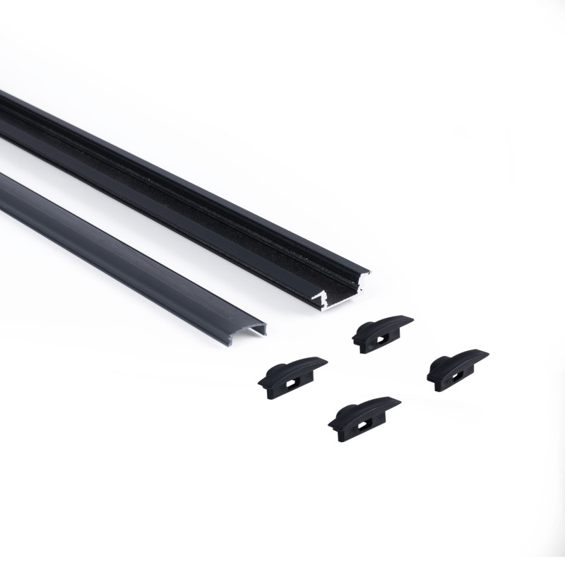 Alu Einbau Profil - Komplettset - 24,5 x 7mm - ≤12mm LED Streifen - 2 Meter - Montagezubehör, LED strip Installation