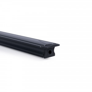 Alu Einbau Profil - Komplettset - 25 x 14,5mm - ≤12mm LED Streifen - 2 Meter - schwarz, black, Endkappe mit Loch