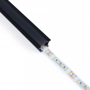 Alu Einbau Profil - Komplettset - 25 x 14,5mm - ≤12mm LED Streifen - 2 Meter - schwarz, black