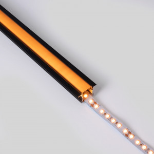 Alu Einbau Profil - Komplettset - 25 x 14,5mm - ≤12mm LED Streifen - 2 Meter - schwarzer LED Streifen