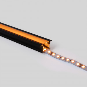 Alu Einbau Profil - Komplettset - 25 x 14,5mm - ≤12mm LED Streifen - 2 Meter - schwarzes Profil