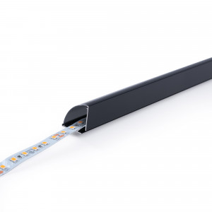 Alu Eckprofil mit Diffusor - Komplettset - 20 x 20mm - ≤10mm LED-Streifen - 2 Meter - LED Profil black, schwarzes Profil