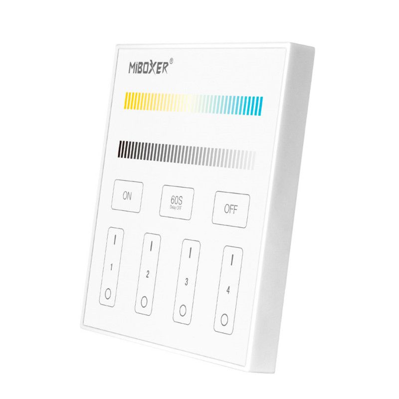 CCT RF Touch Wandschalter - 4 Zonen - Weiß - MiLight - LED Steuerung, 2.4GHz, Wandsteuerung