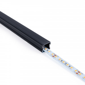 Alu Aufbau-Profil mit Diffusor - Komplettset - 17,6 x 14,5mm - ≤12mm LED Streifen - 2 Meter - LED Zubehör, black