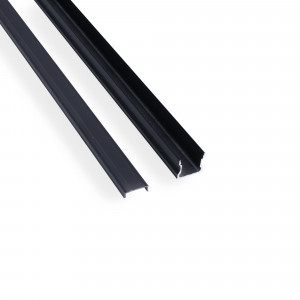 Alu Aufbau-Profil mit Diffusor - Komplettset - 17,6 x 14,5mm - ≤12mm LED Streifen - 2 Meter - Diffusor, blendfrei, black