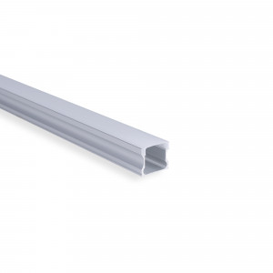 Alu Aufbau-Profil mit Diffusor - Komplettset - 17,6 x 14,5mm - ≤12mm LED Streifen - 2 Meter - Silber