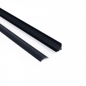 Alu Eckprofil mit Diffusor - Komplettset - 15,8x15,8mm - ≤10mm LED Streifen - 2 Meter - schwarz, LED Strip black