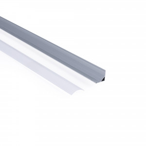 Alu Eckprofil mit Diffusor - Komplettset - 15,8x15,8mm - ≤10mm LED Streifen - 2 Meter - Montagezubehör Silber