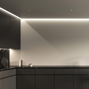Alu Eckprofil mit Diffusor - Komplettset - 15,8x15,8mm - Unterbau, Küche, Gaming Room, indirekte Beleuchtung