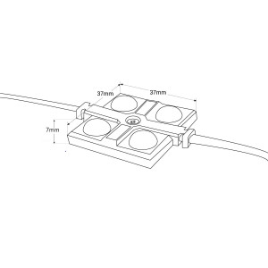 LED Modulkette für den Werbeeinsatz - 2W - 12V - IP65 - 160° - 3000K - Abmessungen LED Modul