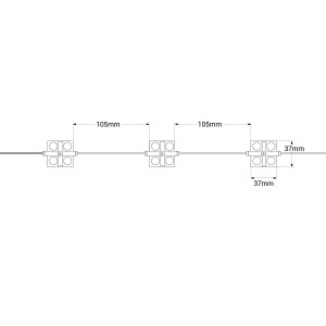 LED Modulkette für den Werbeeinsatz - 2W - 12V - IP65 - 160° - 3000K - Abmessungen LED Modul