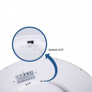 40W runde CCT LED Deckenleuchte - IP40 - CCT Schalter, Farbtemperatur Wähler, warm neutral kalt