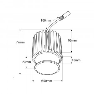 15W LED Modul für MR16/GU10 Downlight Einbauring - TRIAC dimmbar 45° CRI90 - Deckenspot Abmessungen