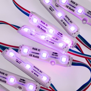 LED RGB IC Modulkette für Werbetechnik - 0,72W - 12V - IP65 - 120° - LED Buchstaben, LED Modul, Leuchtkasten, Sichtbarkeit