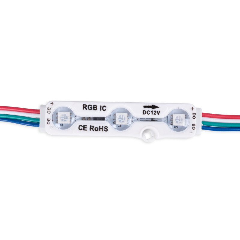 LED RGB IC Modulkette für Werbetechnik - 0,72W - 12V - IP65 - 120° - LED Buchstaben, Werbung, Leuchtkasten, Sichtbarkeit