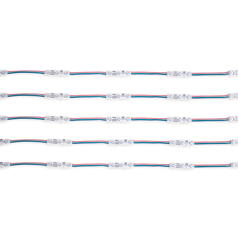 LED RGB IC Modulkette für Werbetechnik - 0,72W - 12V - IP65 - 120° - LED Buchstaben, Werbung, Leuchtkasten, Sichtbarkeit LED RGB IC Modulkette für Werbetechnik - 0,72W - 12V - IP65 - 120° - LED Buchstaben, Werbung, Leuchtkasten, Sichtbarkeit