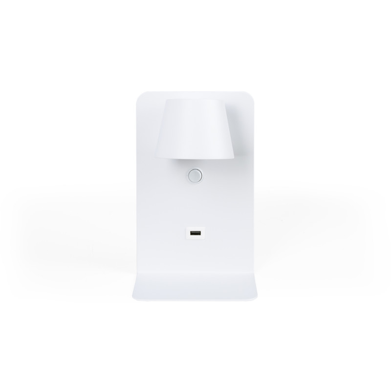 2er Pack Wandleseleuchte BASKOP mit USB-Anschluss und Ablage - 6W - Weiß - minimalistische Wandleuchte