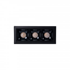 LED Deckeneinbauspot 6W - UGR18 - CRI90 - OSRAM LED - Schwarz, dreiflammig - Umkleidekabine, Ausstellung, Möbelhaus