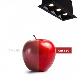 LED Deckeneinbauspot 6W - UGR18 - CRI90 - OSRAM LED - Schwarz, dreiflammig - Deckenspot, naturgetreue Farbwiedergabe