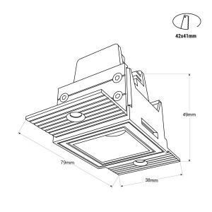 LED Einbaustrahler Gipskarton 2W UGR18 CRI90 Trimless abmessungen Einbaustrahler