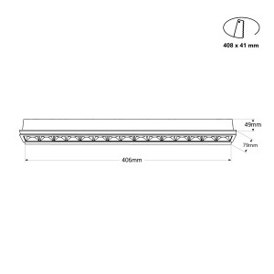 LED Einbaustrahler Gipskarton 30W UGR18 CRI90 Trimless weiß, rechteckig - abmessungen led einbaustrahler