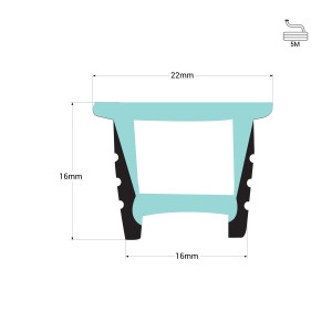 Abdeckung für LED Streifen flexibel, Neon, schwarz  16x16mm - 5 Meter - led streifen abmessungen