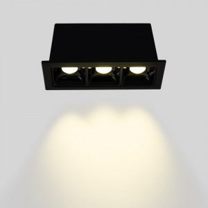 LED Einbaustrahler 6W - UGR18 - CRI90 - OSRAM LED - Schwarz, dreiflammig - Einbauspot, Deckenspot, 45° Öffnungswinkel