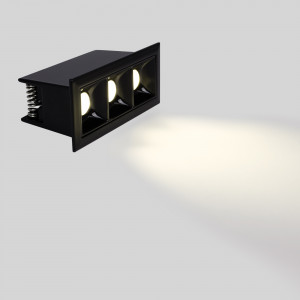 LED Deckeneinbauspot 6W - UGR18 - CRI90 - OSRAM LED - Schwarz, dreiflammig - Einbauspot, Deckenspot, 45° Öffnungswinkel