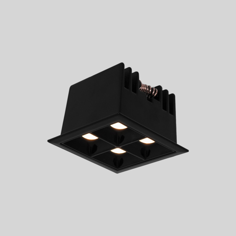 LED Deckeneinbauspot Downlight 8W - vier Spots - UGR18 - CRI90 - OSRAM LED - Schwarz - LED Deckenspot, gerichtetes Licht