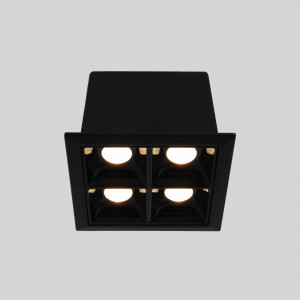 LED Einbaustrahler Downlight 8W - vier Spots - UGR18 - CRI90 - OSRAM LED - Schwarz - LED Deckenspot, gebündeltes Licht
