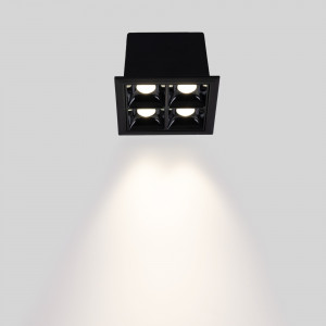 LED Einbaustrahler Downlight 8W - vier Spots - UGR18 - CRI90 - OSRAM LED - Schwarz - einbauleuchte, deckenspots, led downlight