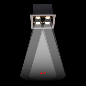 LED Deckeneinbauspot Downlight 8W - vier Spots - UGR18 - CRI90 - OSRAM LED - Weiß - LED gebündelt, blendfrei