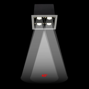 LED Deckeneinbauspot Downlight 8W - vier Spots - UGR18 - CRI90 - OSRAM LED - Weiß - LED gebündelt, keine Blendung