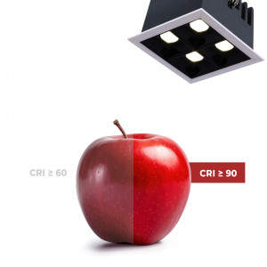 LED Einbaustrahler Downlight 8W - vier Spots - UGR18 - CRI90 - OSRAM LED - Weiß naturgetreue Farbwiedergabe